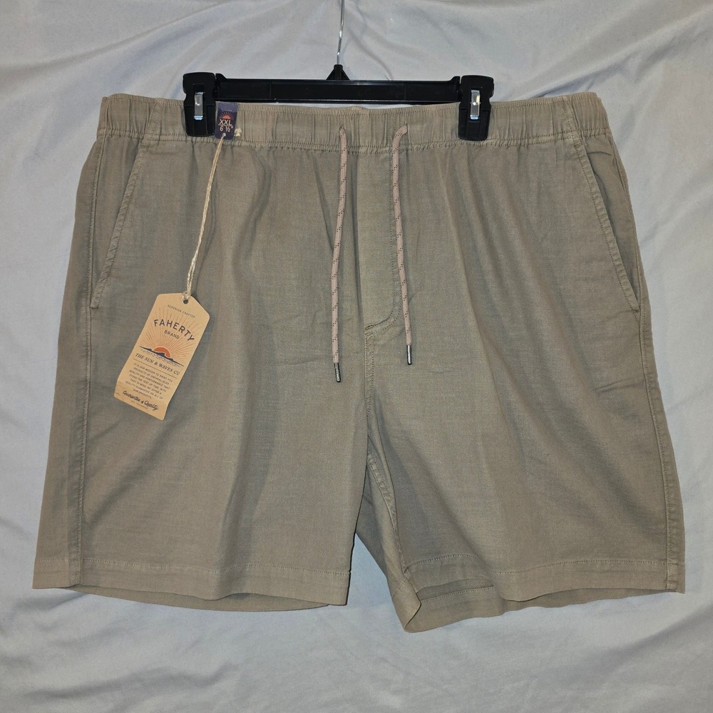 Faherty Essential Drawstring Short XXL Mens Mountain Cliff Khaki MBS2505 NEW